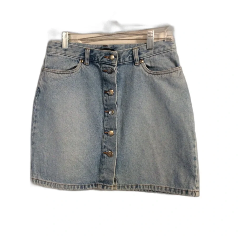 MODA Button front Denim Mini Skirt Womens Size 8 Vintage